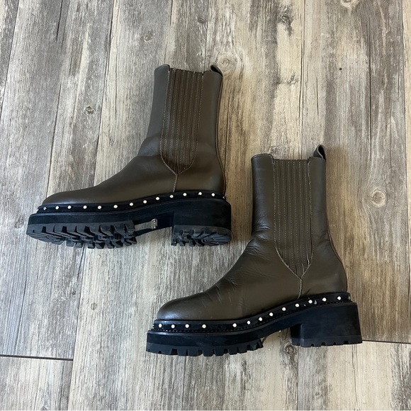 Rebecca Minkoff Nora Studded Chelsea Boot In Olive Green - Picture 8 of 9